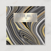 Trendy agaat geode zilvergouden nagelsalon vierkante visitekaartje (Voorkant)