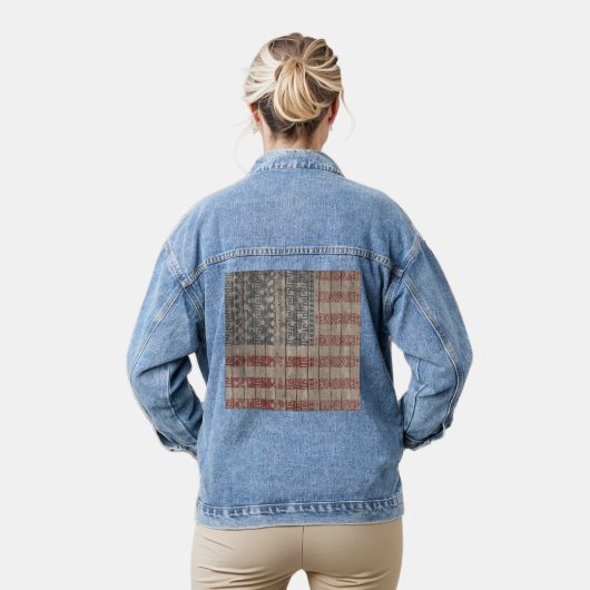Trendy Amerikaanse vlag Aztec Tribal Pattern Denim Jacket (Model)