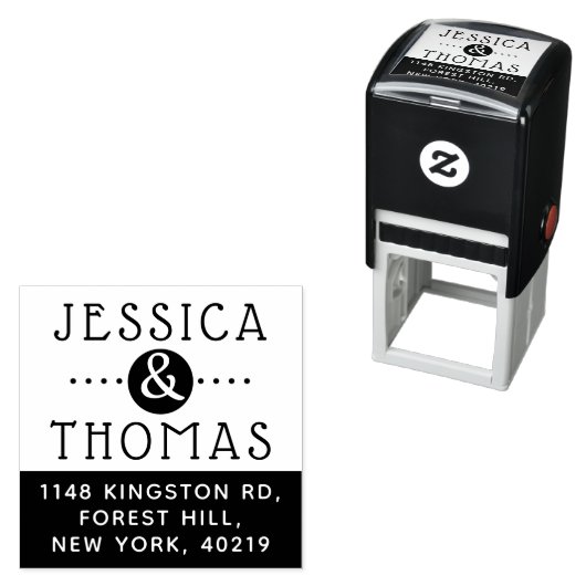 Trendy Ampersand Custom Name & Address Zelfinktende Stempel (In situ)