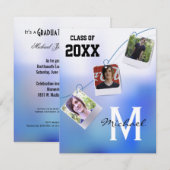 Trendy and  Blue Ombre Photo Invite Kaart (Voorkant / Achterkant)