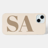 trendy Antiek Wit met Monogram Case-Mate iPhone Case (Achterkant (horizontaal))