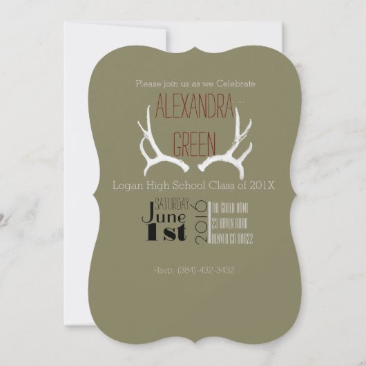 Trendy Antler Bracket Afstuderen 5x7 Uitnodiging (Achterkant)