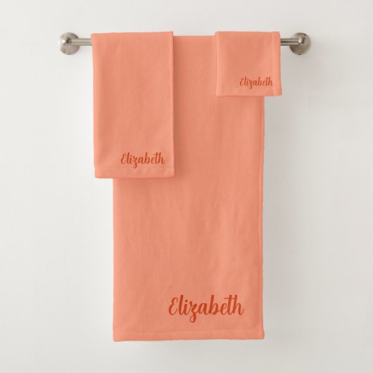Trendy Apricot Elegant Hand Script Naam Sjabloon Bad Handdoek (Insitu)