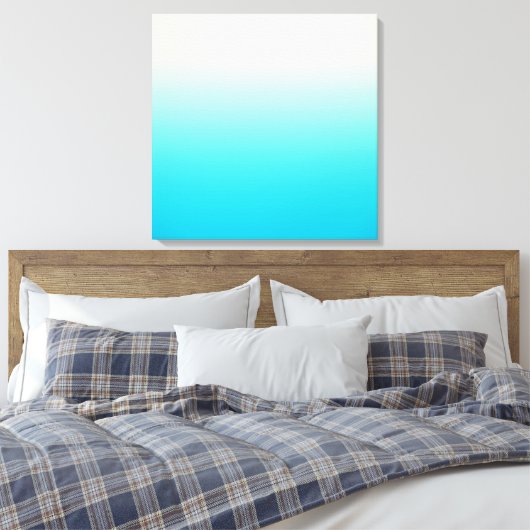 Trendy Aqua Blauwgroen tot  Wit Ombre Gradient Canvas Afdruk (Insitu (Slaapkamer))