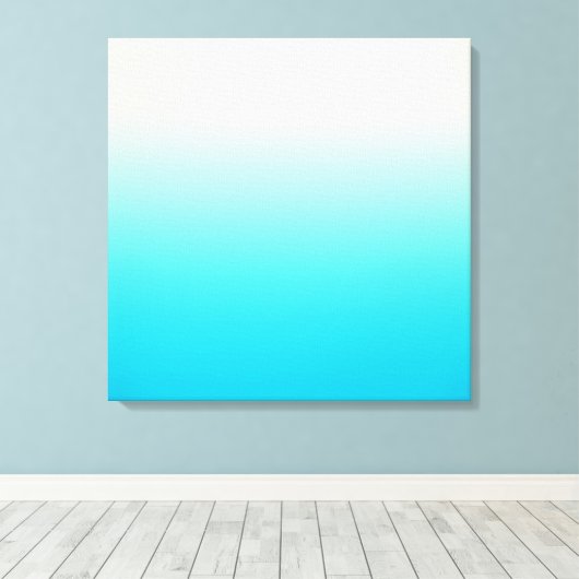 Trendy Aqua Blauwgroen tot  Wit Ombre Gradient Canvas Afdruk (Insitu (Houten vloer))