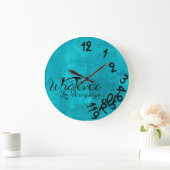 Trendy Aqua Blue What Wall Clock Grote Klok (Huis)