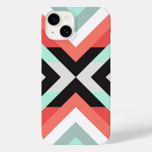 Trendy Aqua Coral Geometric Color Block Design Cas Case-Mate iPhone 14 Hoesje