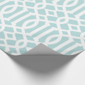 Trendy Aqua en witte trellis patroon Cadeaupapier (Hoek)
