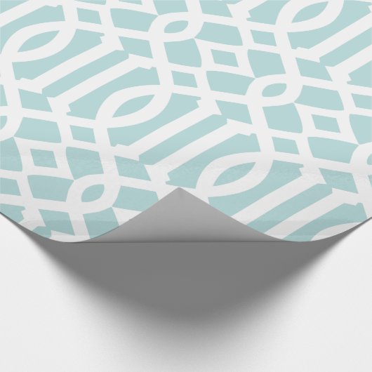 Trendy Aqua en witte trellis patroon Cadeaupapier (Hoek)