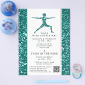 Trendy Aqua Glitter Effect Yoga Class Adverteren Flyer (Enkel)