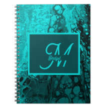 Trendy Aqua Marble monogram Initialen