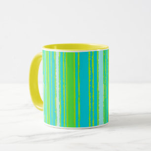 Trendy Aqua Turquoise Lime Green Stripes Pattern Mok