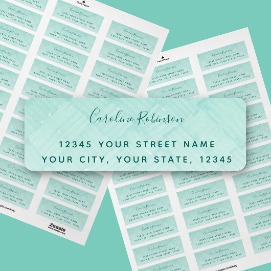 Trendy Aquamarine Pattern Return Address Etiket