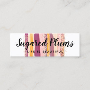 Trendy Aquarel Pruim Paars & Goud Sociale Media Mini Visitekaartje