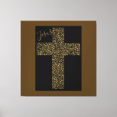 Trendy Art Afbeelding Jesus Gold Cross Brown Canvas Afdruk (Voorkant)