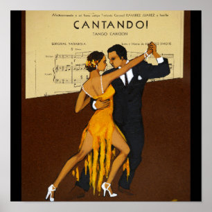 Trendy Art Deco vintage dansers Poster
