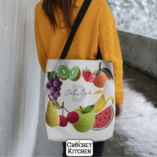 Trendy Artistieke Regenboog Haakfruit Collage Draagtas