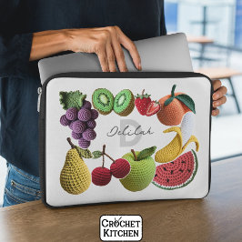 Trendy Artistieke Regenboog Haakfruit Collage Laptop Sleeve