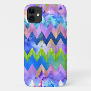 Trendy Artsy Waterverf Painting Chevron Pattern iPhone 11 Hoesje