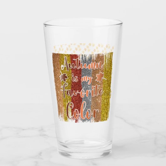 Trendy Autumn Glitter Leaves Glas (Voorkant)