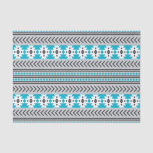 Trendy Aztec Tribal Print Geometric Pattern Blue Tissuepapier