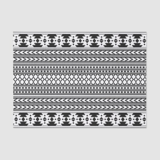 Trendy Aztec Tribal Print Geometric Pattern (zwart Tissuepapier (Voorkant)
