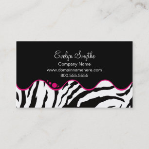 TRENDY B&W ZEBRA AFDRUKKEN MET HOT PINK CURVE ACCE VISITEKAARTJE