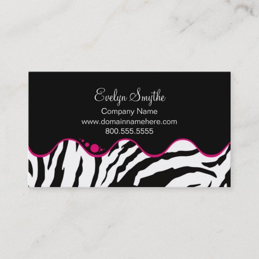 TRENDY B&W ZEBRA AFDRUKKEN MET HOT PINK CURVE ACCE VISITEKAARTJE (Voorkant)