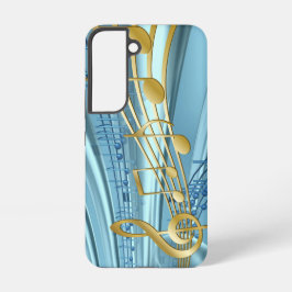 Trendy Baby Blue Musical Notes Samsung Galaxy Hoesje