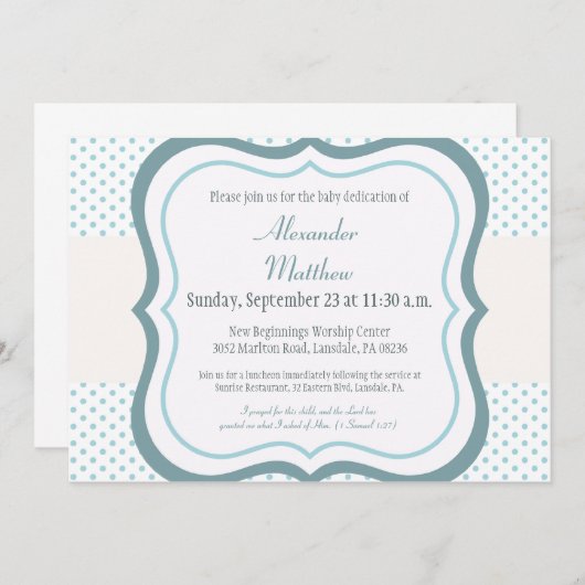 Trendy Baby Dedication Christening Uitnodiging (Voorkant / Achterkant)