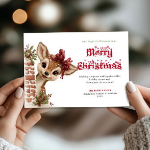Trendy Baby Ree Gezellige Cartoon Kerst Groet  Feestdagenkaart