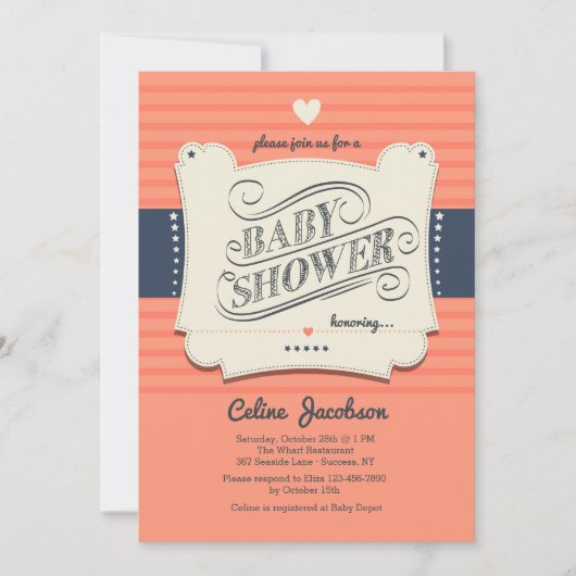 Trendy Baby shower-uitnodiging Kaart (Voorkant)