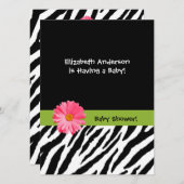 Trendy Baby shower Zebra Pattern Pink Daisy Kaart (Voorkant / Achterkant)