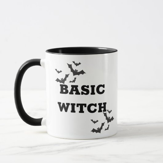 Trendy Basic Witch Halloween zwart-wit Mok (Links)