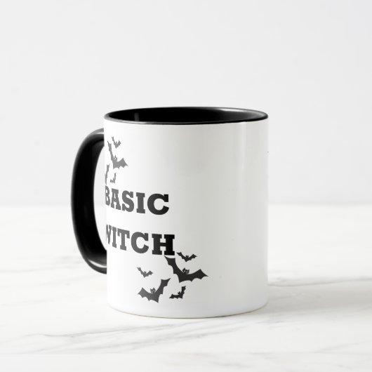 Trendy Basic Witch Halloween zwart-wit Mok (Voorkant links)