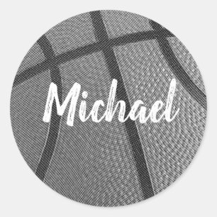 Trendy Basketbal Voeg Jouw naam gepersonaliseerd Ronde Sticker