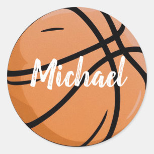 Trendy Basketbal Voeg Jouw naam gepersonaliseerd Ronde Sticker