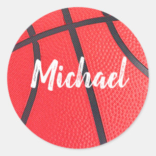Trendy Basketbal Voeg Jouw naam gepersonaliseerd Ronde Sticker