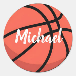 Trendy Basketbal Voeg Jouw naam gepersonaliseerd Ronde Sticker