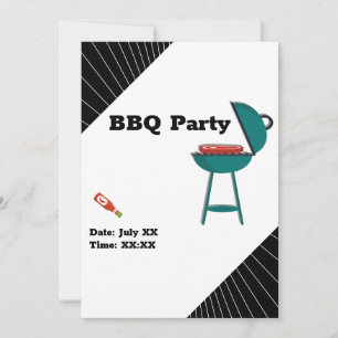Trendy BBQ Barbecue Backyard Potluck Party Kaart