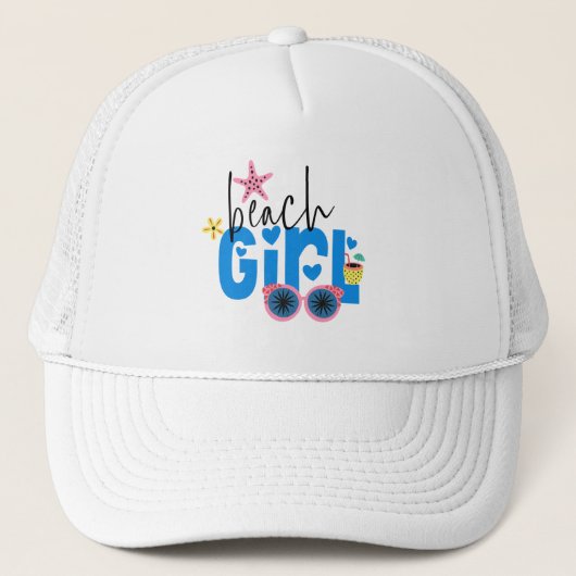 Trendy Beach Girl Artsy Typography Vacking Trucker Pet (Voorkant)