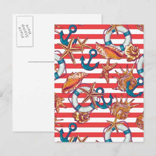 Trendy Beach Pattern Briefkaart (Voorkant / Achterkant)