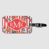 Trendy Beach Pattern | Monogram Bagagelabel (Voorkant (horizontaal))