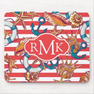 Trendy Beach Pattern   Monogram Muismat