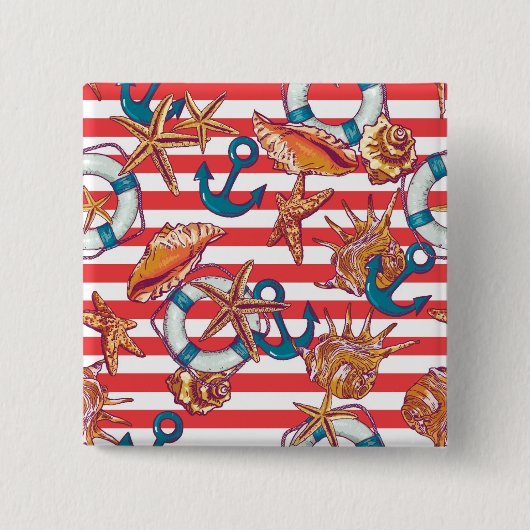 Trendy Beach Pattern Vierkante Button 5,1 Cm (Voorkant)