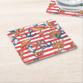 Trendy Beach Pattern Vierkante Kartonnen Onderzetter (Schuin)