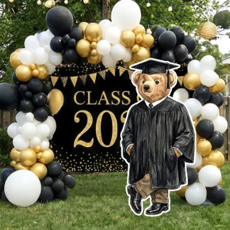 Trendy Bear Printable Graduation Party Decor Poster