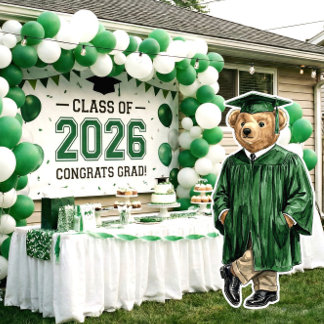 Trendy Bear Printable Graduation Party Decor Poster