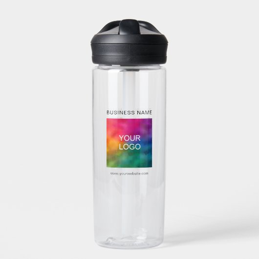 Trendy bedrijfsnaam Logo URL QR-code Sjabloon Waterfles (Voorkant)