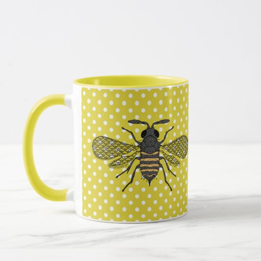 Trendy BEE Yellow Polkadot Pattern Gift Decor NEW Mok (Links)